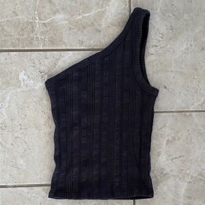 AE Dark Grey Ribbed 1 Strap Crop Tank XS